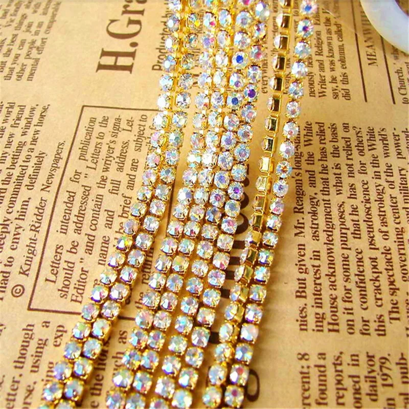 10 ярдов/рулон SS8 SS10 SS12 прозрачный кристалл AB Стразы Новый DIY ошейник цепь страз в