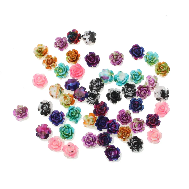 100pcs Kawaii Resin Flowers Flatback Cabochon Scrapbook Craft Clear Embellishments DiyDecor For Headwear Phone Nail Art Stickers
