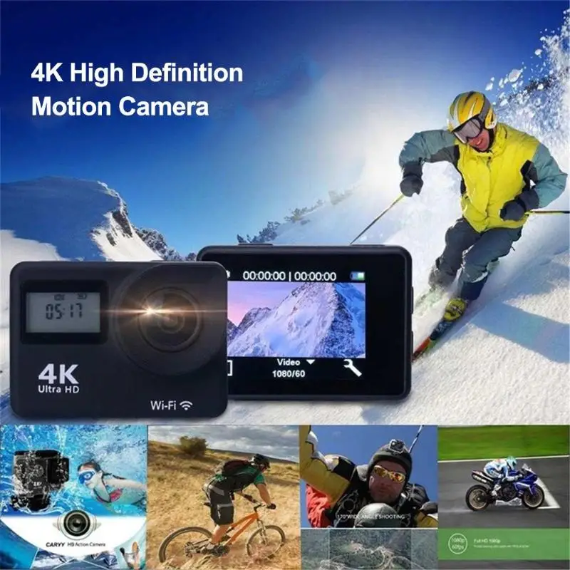 Спортивная Экшн-камера 4K с сенсорным экраном, wifi, двойной экран, 12 МП, 30 м, водонепроницаемая, DV, 170 градусов, широкоугольный объектив, Спортивная камера