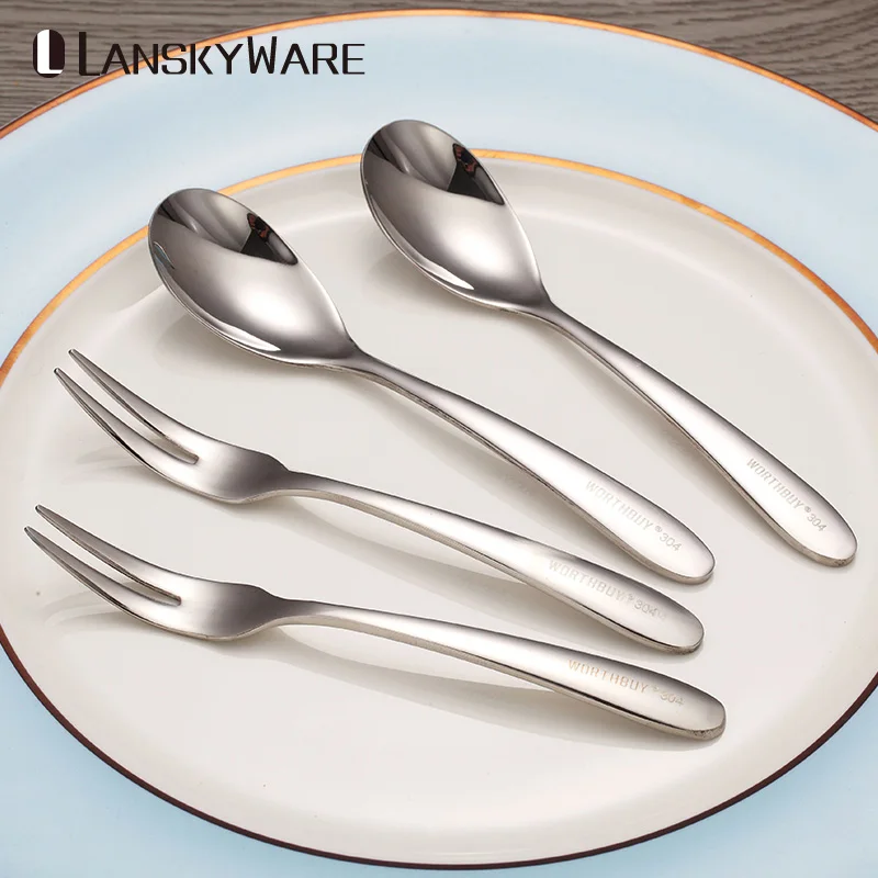 LANSKYWARE 304 нержавеющая сталь фруктовая вилка для салата десертная ложка набор