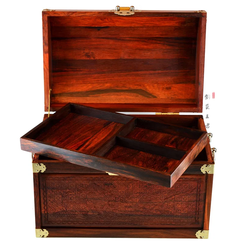 Лаос палисандр коробка ювелирных изделий резные красного дерева мебель