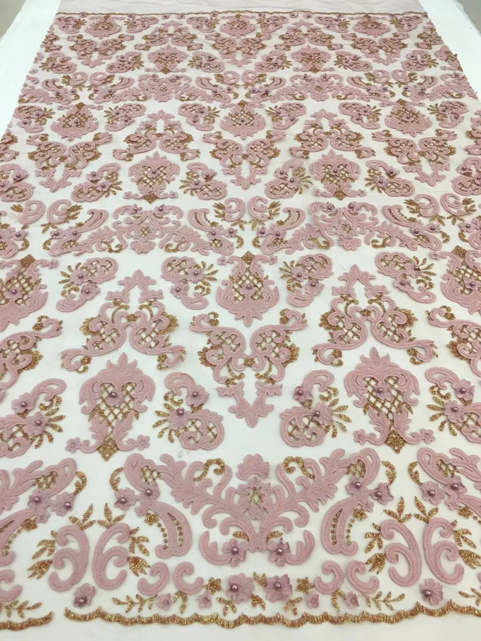 New French lace embroidery fabric African tulle with fine beads and sequins high quality Christmas dress | Дом и сад