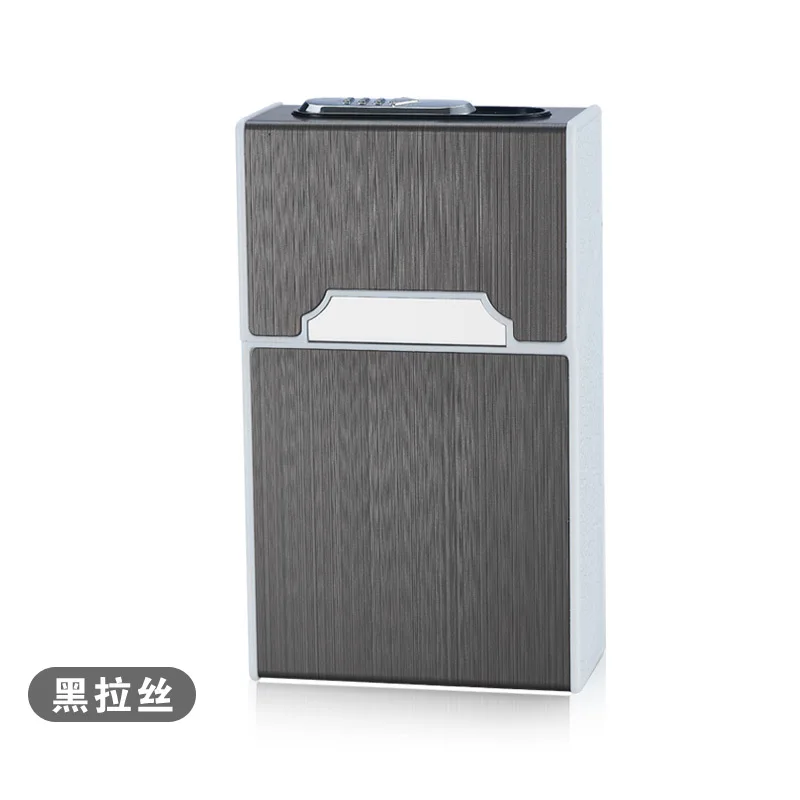 gray 2-in-1 Cigarette Case Box charged electronic Lighter Aluminum Alloy USB Rechargeable Windproof cigar box 20-pack metal Men Gift - Цвет: gray