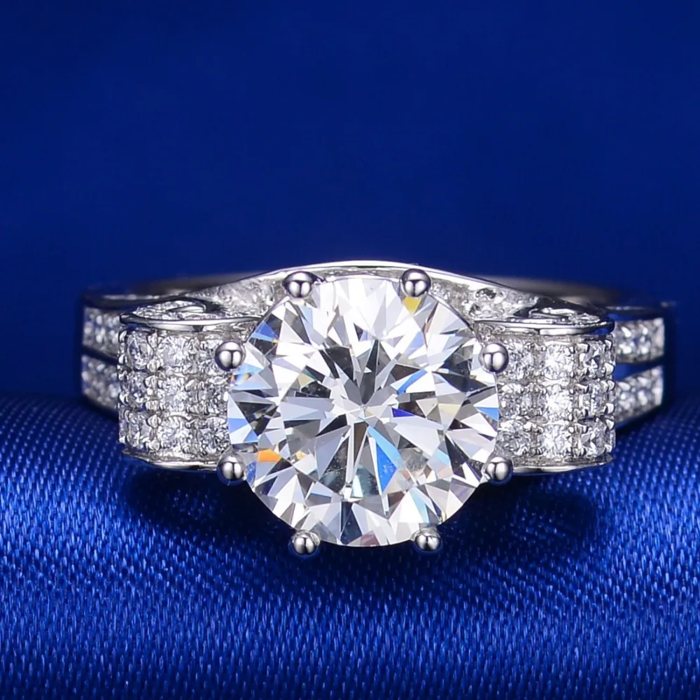 Супер роскошное кольцо уникальное тестовое положительное 3CT бренд Moissanite