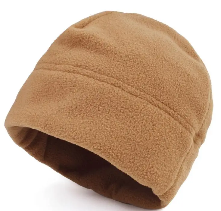 Khaki Outdoor Warm Ski Hat Men Embroidery Black Army green Winter Thicked Hats Fleeces Caps Thick fleece cap-Can Customize LOGO - Цвет: Khaki