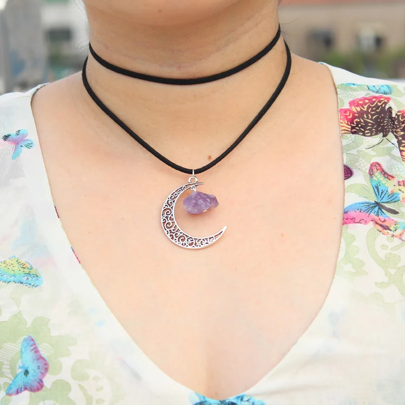 hzew 3 colors Natural necklaces double velvet ribbon natural stone choker necklace gift for mom friends | Украшения и аксессуары