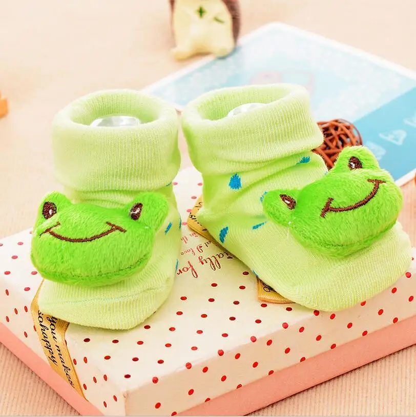 Kawaii/1 пара; хлопковые носки для малышей; нескользящие носки-тапочки с резиновой подошвой для детей ясельного возраста; сезон осень-весна; модные носки с милыми рисунками животных для новорожденных - Цвет: 3