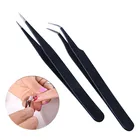 Профессиональные черные прямыеИзогнутые акриловые пинцеты, стразы для дизайна ногтей с блестками, выбор инструментов для отбора макияжа