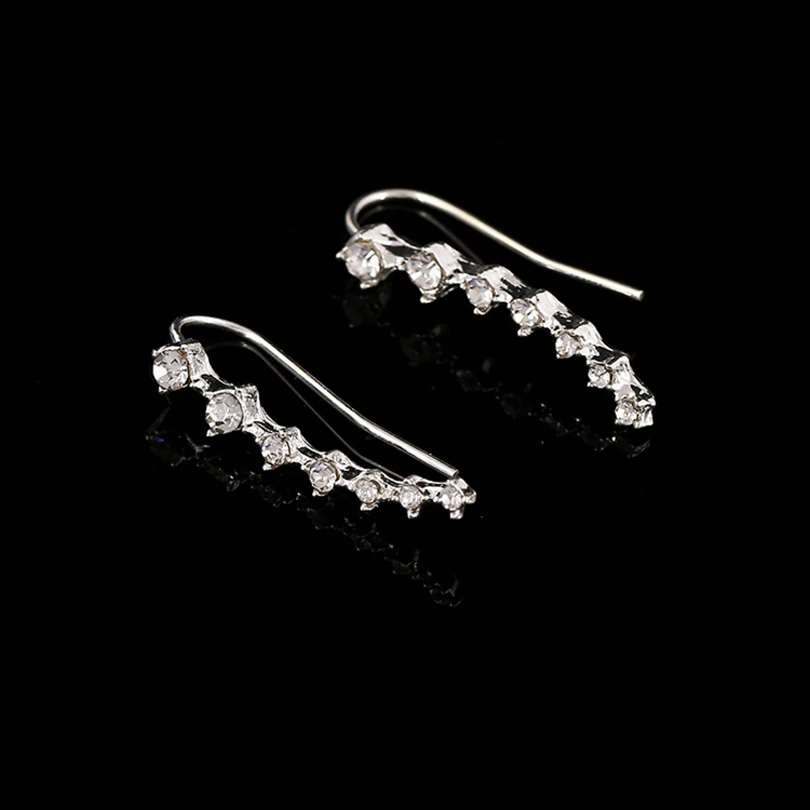 Серьги каффы ZLDYOU с 7 кристаллами и серебряными вставками|clip earrings|ear cuff earringscuff earrings
