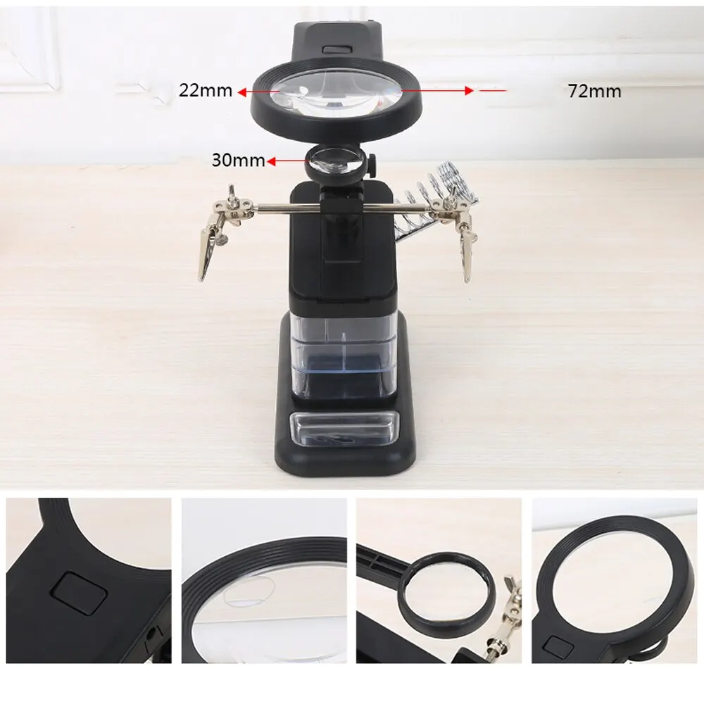 Настольная лупа для пайки увеличительное стекло со светодиодсветильник кой