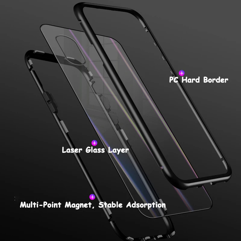 Металлический магнитный адсорбционный чехол для iPhone XS Max XR X 7 8 Plus 360 откидная
