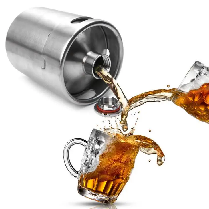 2L Homebrew Ворчун мини бочонок Нержавеющая сталь пива пивной гроулер винт Кепки