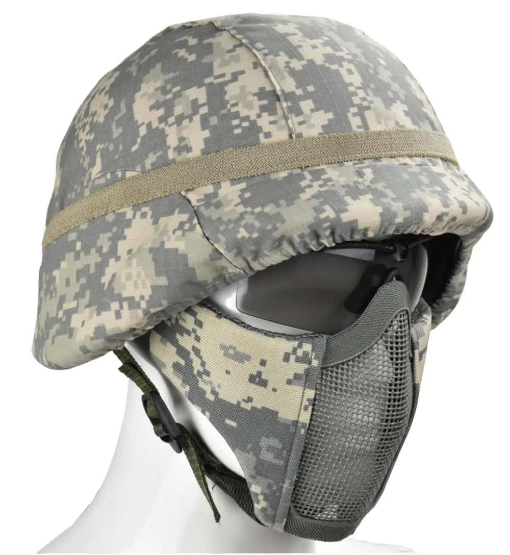 AIRSOFT ARMY TACTICAL M88 ABS HELMET AND COVER WITH FOLDABLE DOUBLE STRAPS HALF FACE MESH MASK &amp GOGGLE | Спорт и развлечения