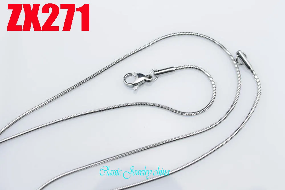 

1.2mm round snake chain stainless steel necklace fashion men's women jewelry chains 10pcs-200pcs ZX271
