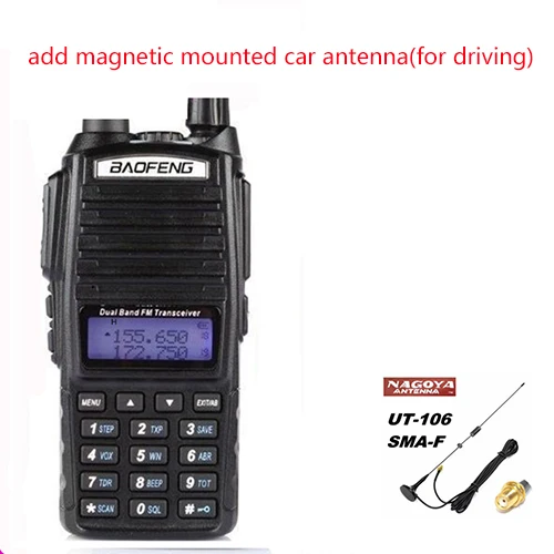 add car antenna Горячая 10 км реальная 8 Вт с высоким средним низким УФ 82 Ham радиостанция Любительская портативная рация 10 км Baofeng Uv-82 Baofeng 8 Вт - Цвет: add car antenna