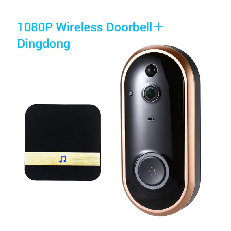 Зеленый 1080P умный wifi дверной звонок Домофон видео Кольцо Дверной звонок с камерой ИК входная дверь оповещение беспроводной безопасности дверной звонок Cam сигнализация - Цвет: Зеленый