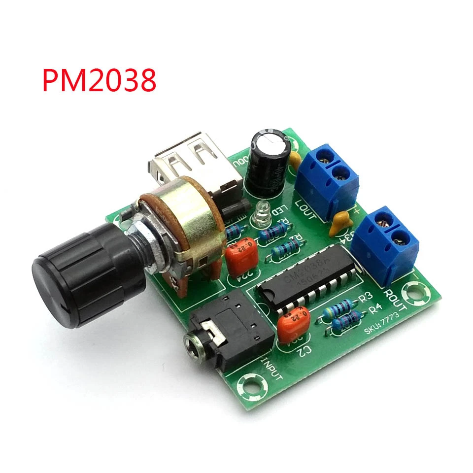 5 в мини-усилитель AC и DC USB маленький усилитель мощности PM2038 усилитель мощности 5Wx2 высококачественный продукт