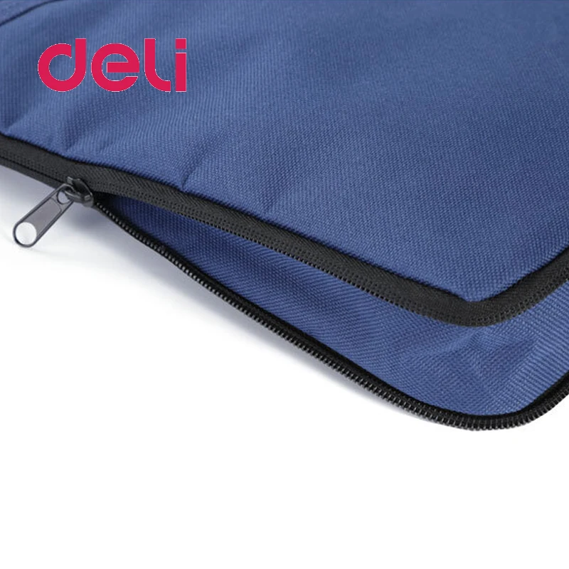Deli, 1 шт., большая емкость, двухслойный держатель для документов, на молнии, Сумка для документов, с ручкой, водонепроницаемая, холщовая, для документов, бизнес