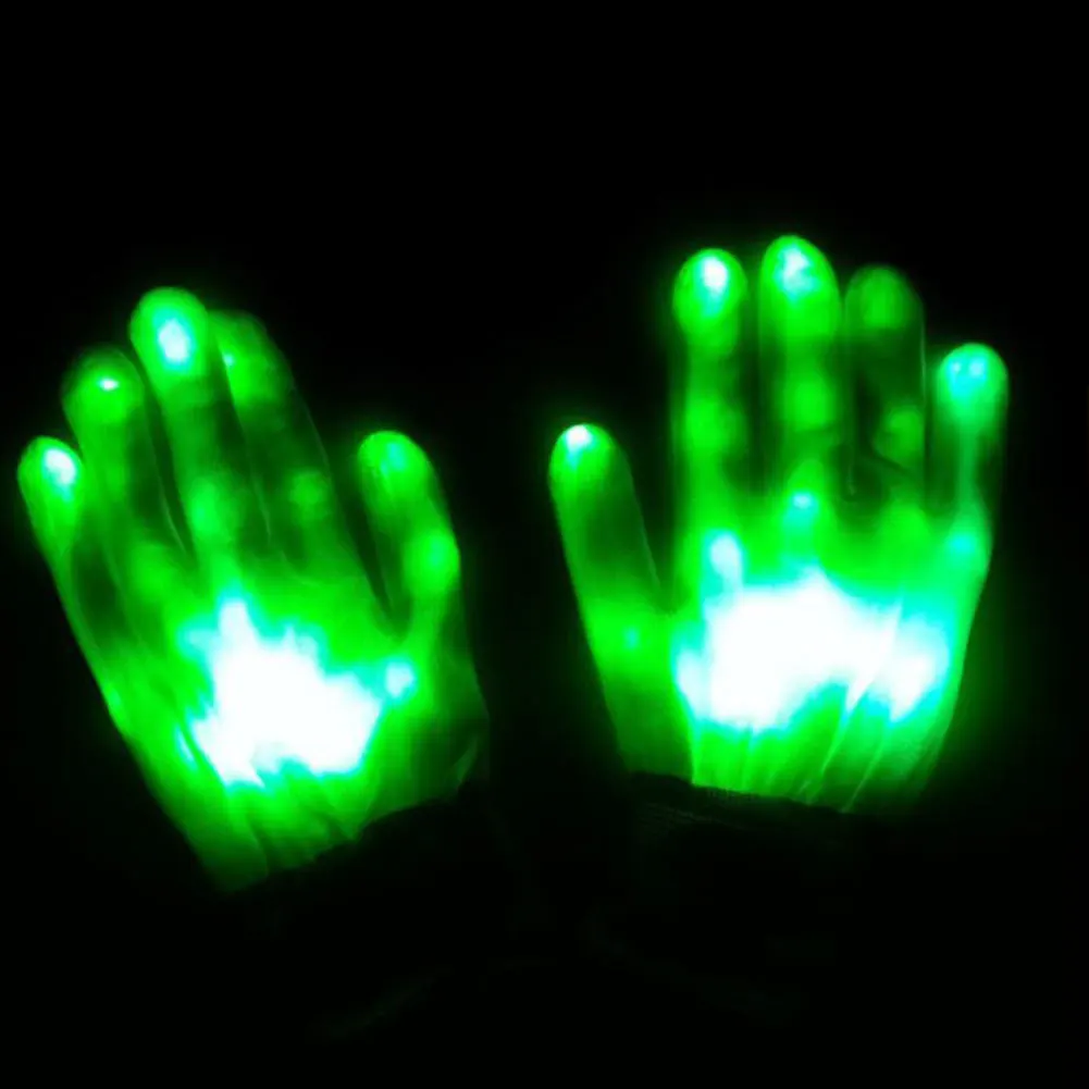 Green 1 пара уникальный светодиодный светящиеся перчатки освещение мигающие перчатки светящиеся мигающие Красочные перчатки со скелетом Танцы клуб набор для вечеринки - Испускаемый цвет: Green