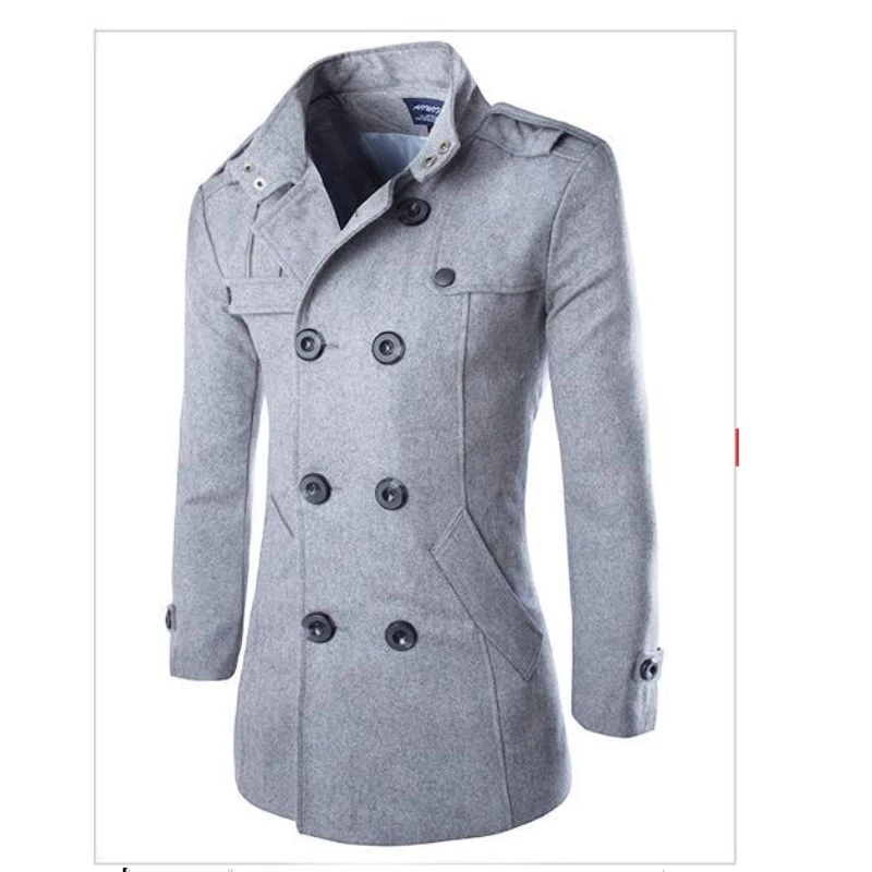 2016 Зима Высокое Качество мужская Шерстяные Пальто Бизнес Случайный Тонкой