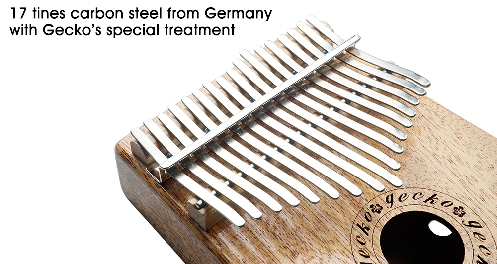 GECKO 17 ключ калимба палец пианино из красного дерева Mbira Keyborad инструмент с сумкой тюнинг молоток наклейки K17M