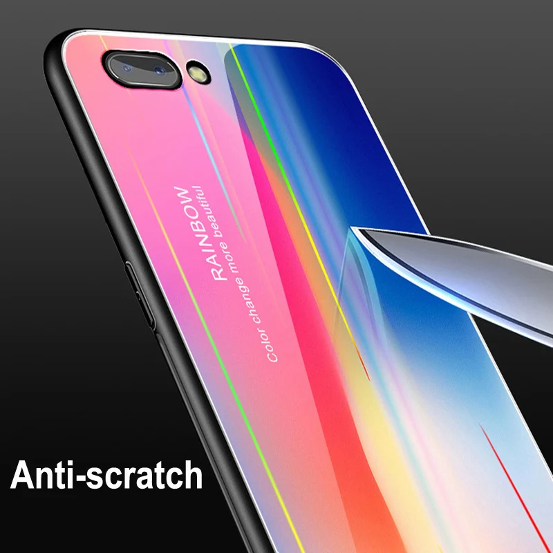 Лазерный чехол из закаленного стекла для Oppo R15x Aurora градиентный цветной 6 4