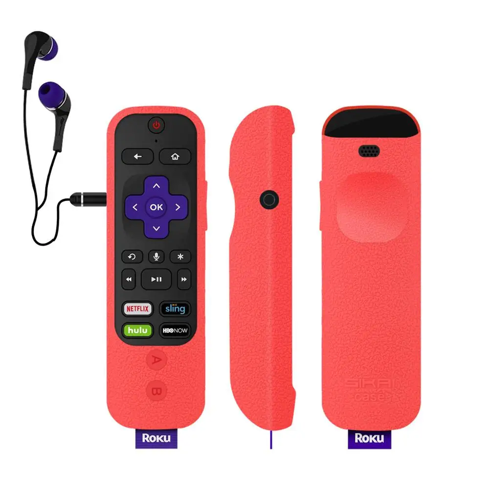 Red SIKAI чехол для пульта дистанционного управления Roku Ultra Remote силиконовый защитный чехол для ROKU усиленный голосовой пульт для Roku Streaming Stick - Цвет: Red