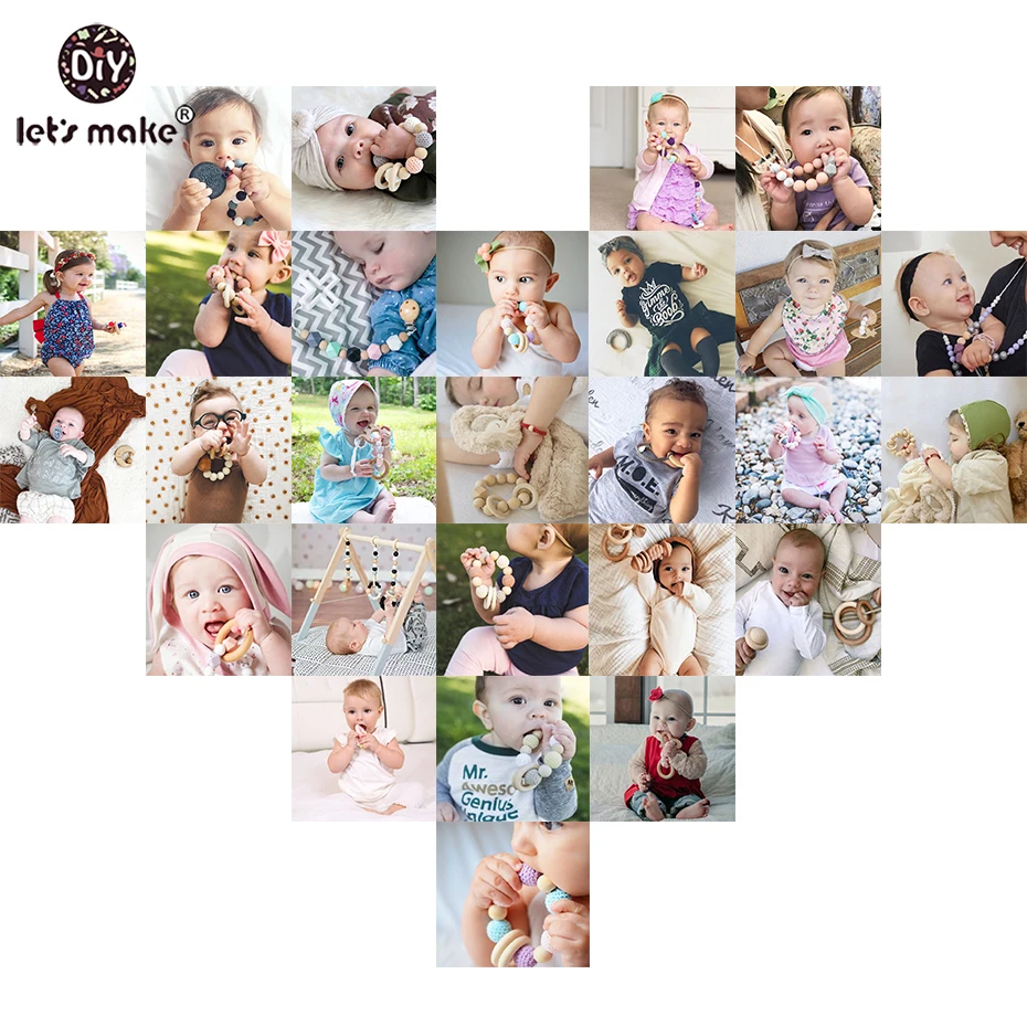 Let's Make Baby Teether 1 шт. цепочка-пустышка с сумкой силиконовые бусины из енота