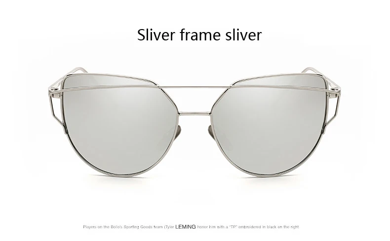 Silver frame silver Новые модные солнцезащитные очки «кошачий глаз» Для женщин Брендовая Дизайнерская обувь Twin-зеркало, солнцезащитные очки, розовое золото металлические UV400 Lentes de sol Hombre - Цвет линз: Silver frame silver