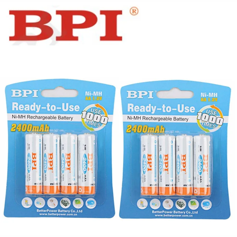 8 шт. 100% оригинальный перезаряжаемый никель металлогидридный аккумулятор BPI 2400