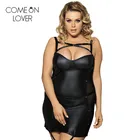 RE7859 Comeonlover М. XL.2XL.3XL 2020 черные сексуальные Клубные костюмы женские кожаные платья размера плюс для полных женщин, платье в полоску для девочек