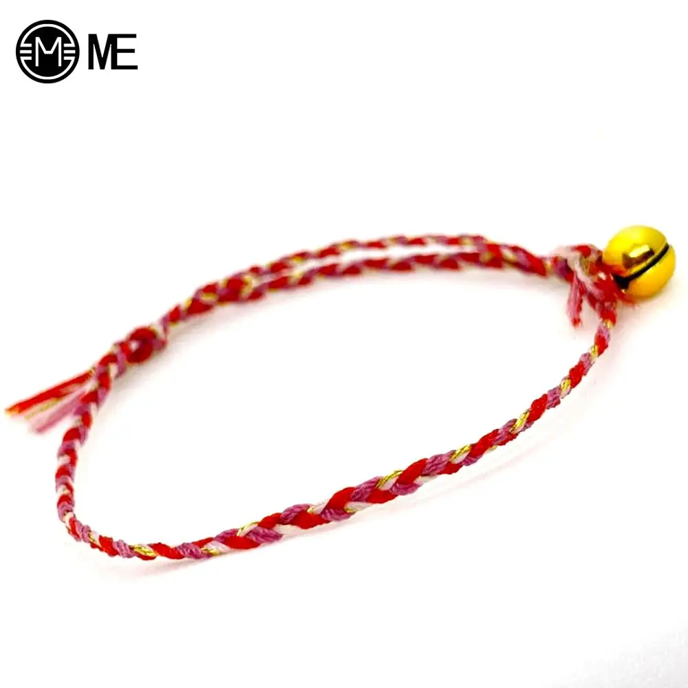 MIVE Новый тибетский цветной веревочный браслет с золотым колокольчиком для