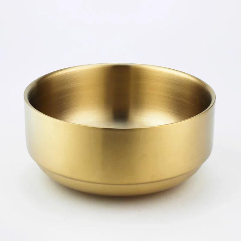 Gold 2 шт./лот популярный цвет золотой, цветное, Двуслойное чаша для риса 304 Нержавеющая сталь в Корейском стиле Тип Горячая устойчивы детей чаши - Цвет: Gold