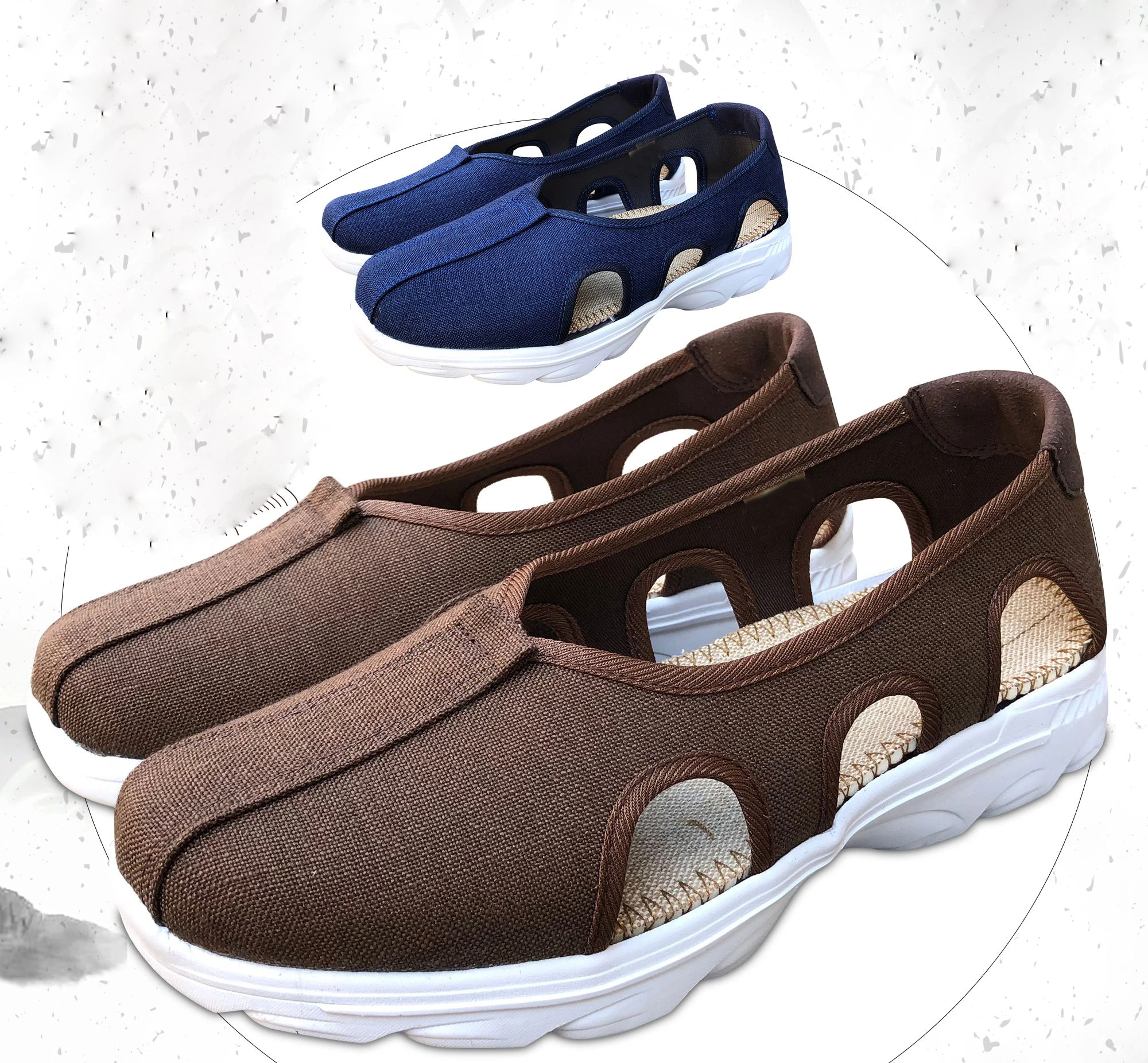 Босоножки унисекс из ЭВА на толстой мягкой подошве парусиновые буддистские