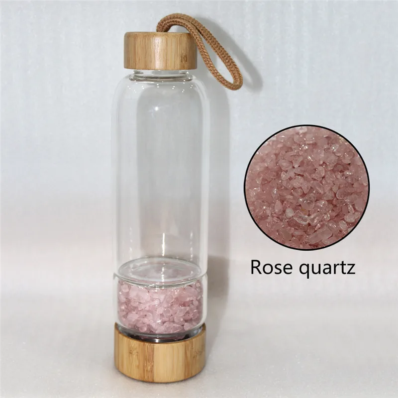 rose quartz Натуральный кварц неравномерность кристалл гравий бутылка стекло воды гравий камень чашки подарок давая посуда для напитков - Цвет: rose quartz