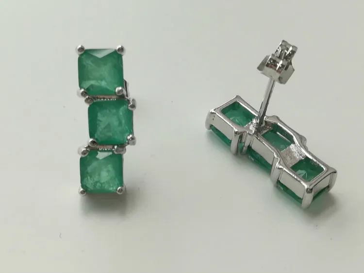 green in white EYIKA, новинка, модные Серьги-гвоздики с кристаллами, зеленый камень, простые, квадратные, 7x17 мм, женские модные ювелирные изделия, Серьги - Окраска металла: green in white
