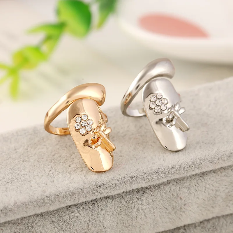 Серебряное/золотое металлическое кольцо для ногтей модное креативное украшение