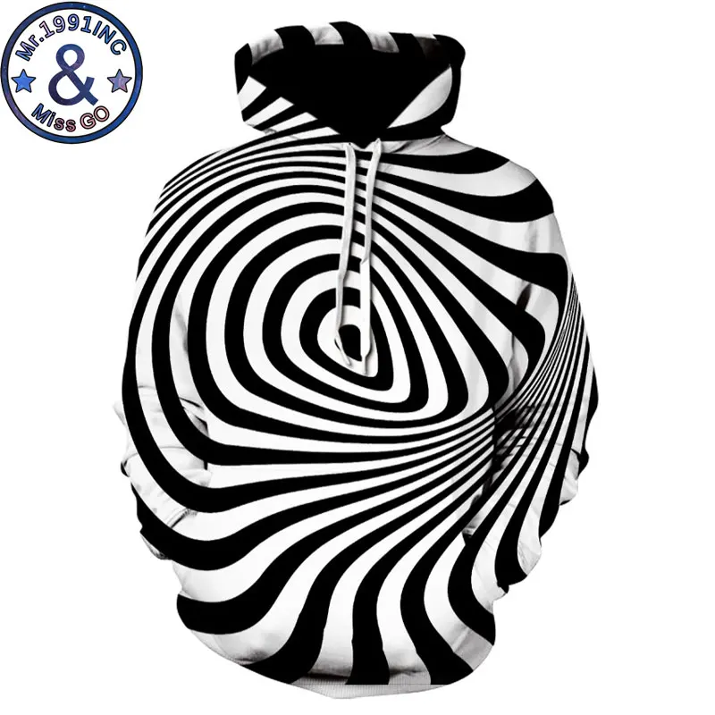 Psychedelic геометрические Swirl печати Толстовка для мужчин и женщин 3D толстовки Harajuku