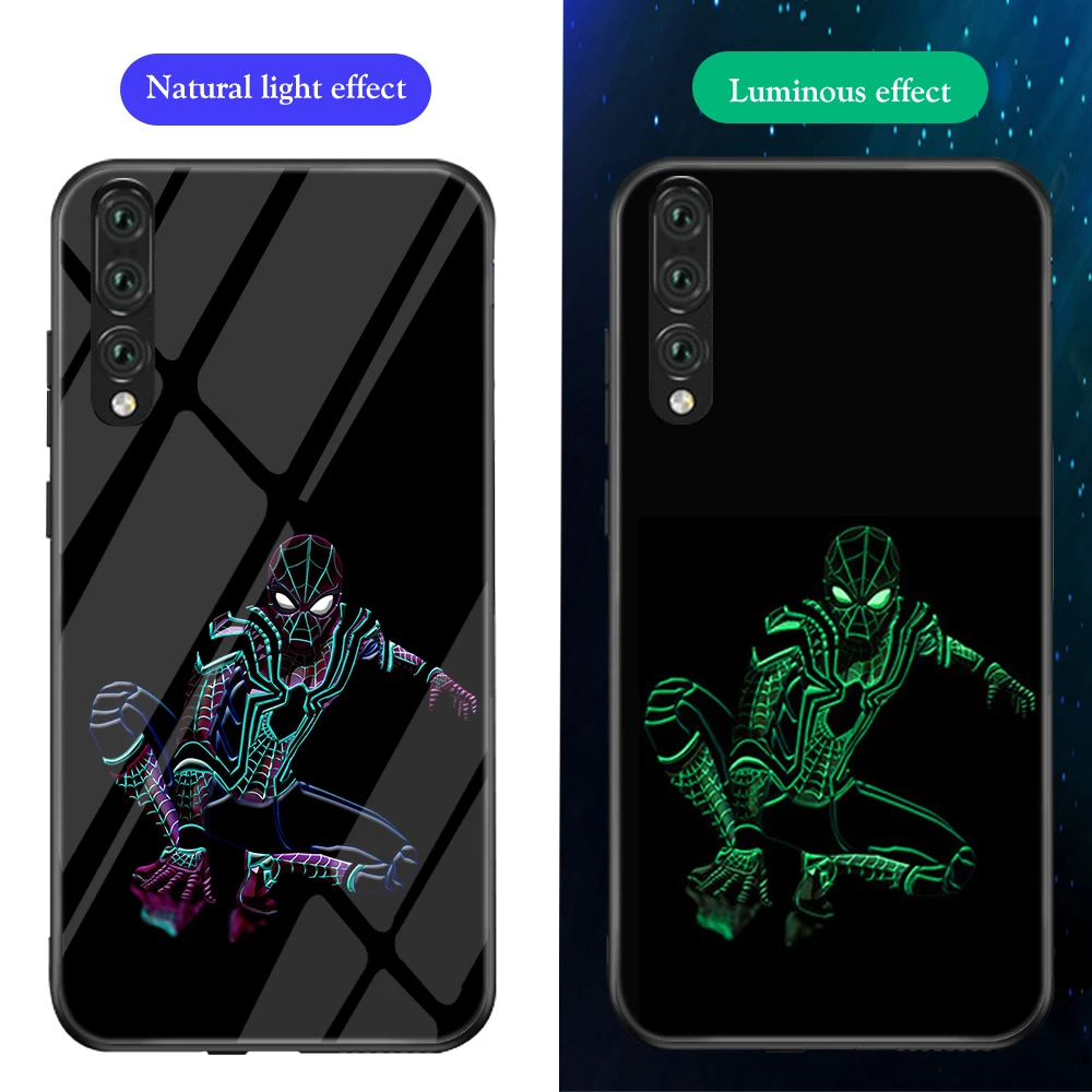 Ciciber чехол для телефона Funda Coque для huawei P30 P20 Lite Marvel Мстители Железный человек светящаяся стеклянная крышка для huawei P30 P20 Pro Capa