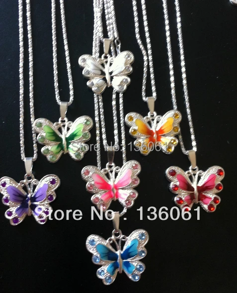 

10PCS Mixed Vintage Silver Rhinestone Enamel Butterfly Charms Corn Chain Collar Choker Necklaces Pendants For Women Jewelry P948
