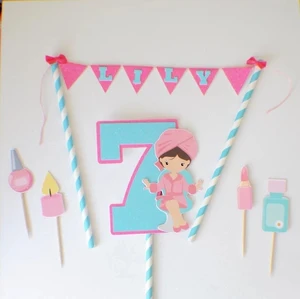 Топпер для торта, украшения для дня рождения девочки, бумажные флажки, украшения для баннеров