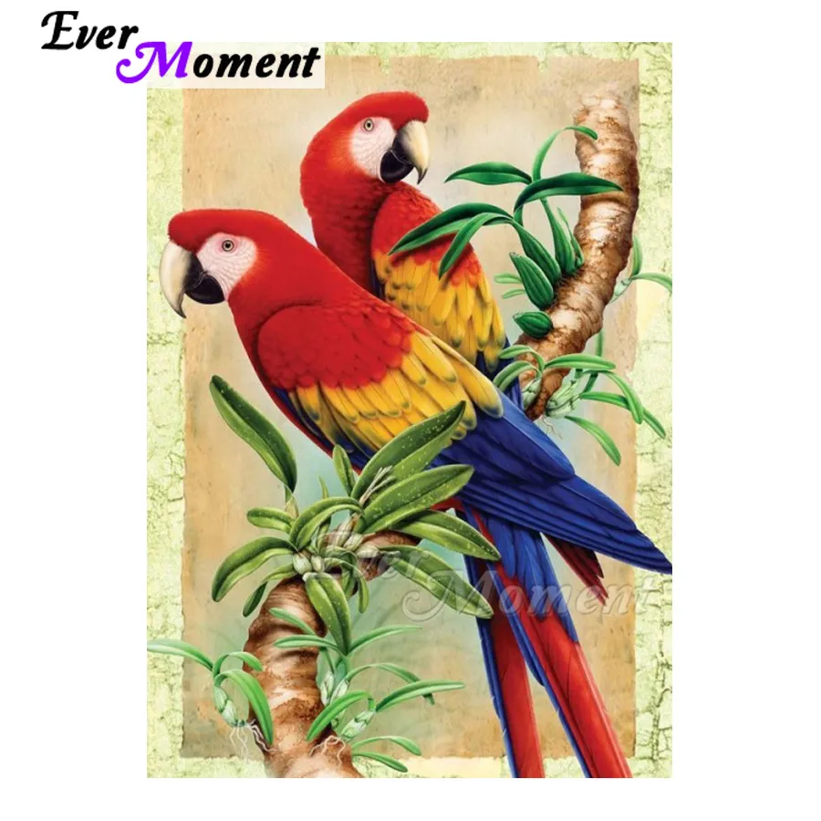 Ever Moment Алмазная вышивка крестиком красная голова попугай Смола полная