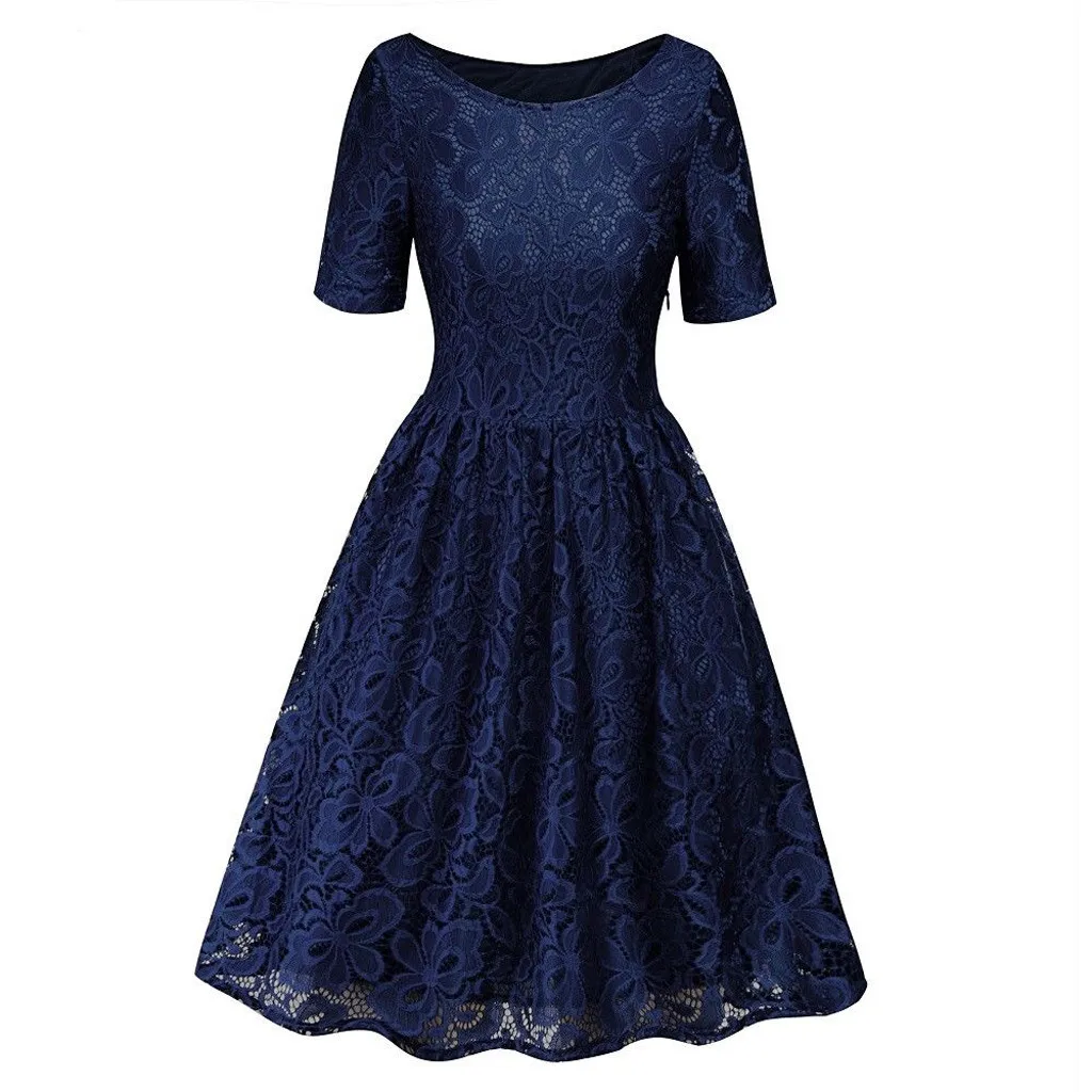 Sleeper#401 NEW FASHION Women's Vintage Lace Formal Wedding Eveningdress Party Ladies Swing solid Dress hot Free Shipping