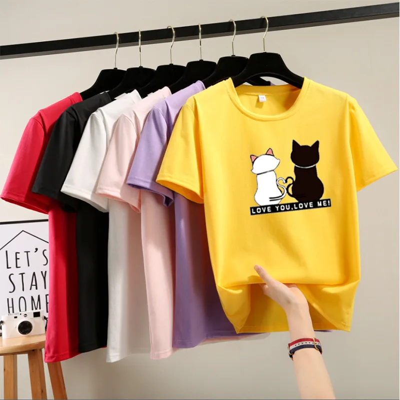 Новая модная женская футболка с принтом Женская Повседневная кота винтажные