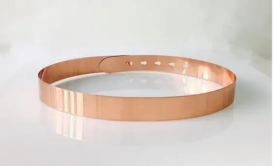 

Fashion Women Metallic Gold Plate Wide Belt Cummerbunds Punk Full Metal Mirror Surface Waist Metal buckle Belt Lady