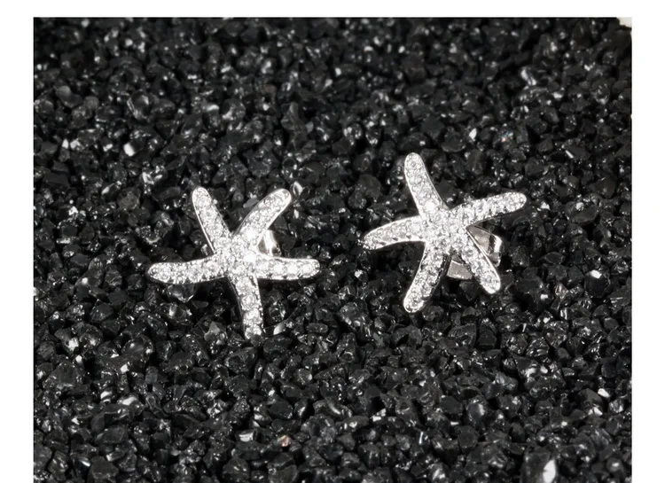 Fashion Full Cubic Zirconia Sea Star Starfish Stud Earrings For Women Jewelry Vintage Earring | Украшения и аксессуары