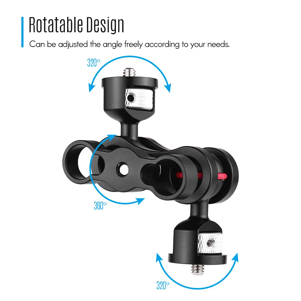 Andoer Aluminium Alloy Articulating Arm Ball Head Mount Clamp Adapter for Camera LED Video Light Tripods with 1/4 Inch Screw | Электроника