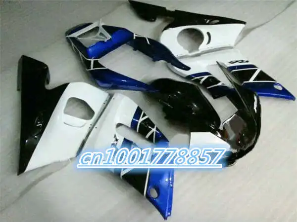 

new 100% blue black white High quality ABS plastic fairings for YZR R6 98 99 00 01 02 silver black fairing kit YZF R6 1998-2002