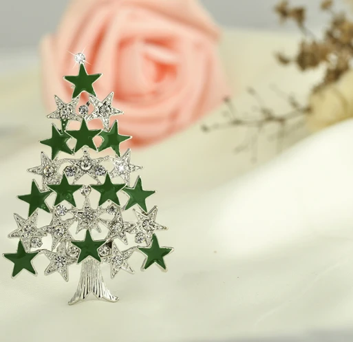 Женская Винтажная брошь на рождественскую елку зеленая с букетами акриловая для