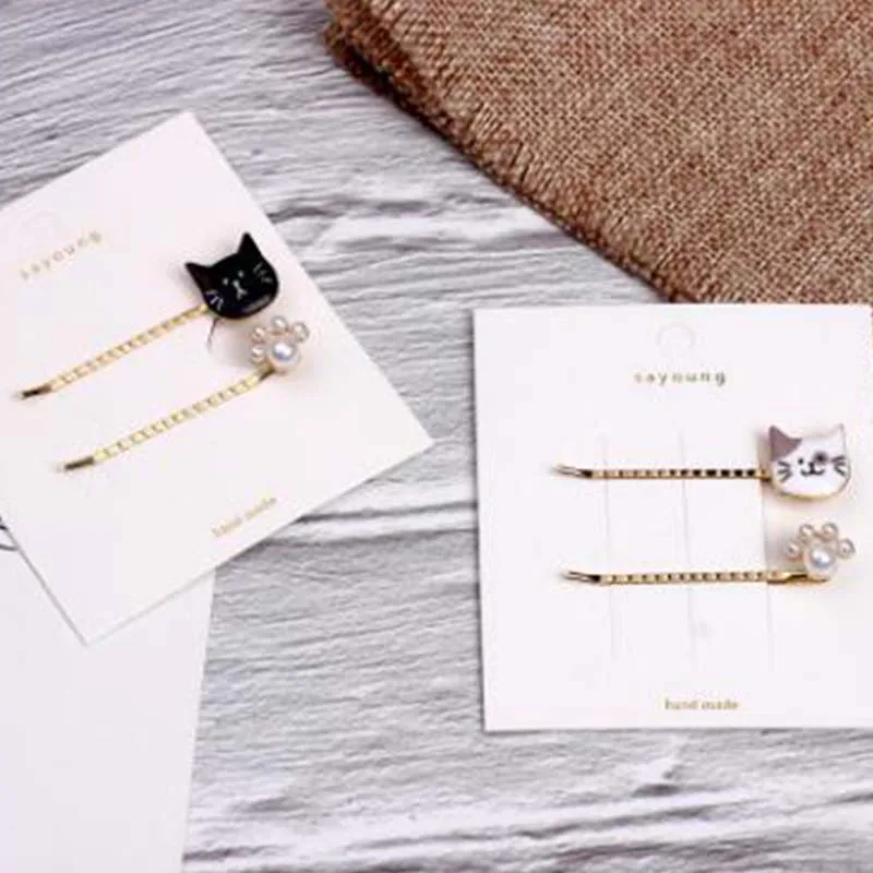 1pair Korean Metal Hair Clips Heart Star Cat Bobby Pin Women Girls Pearl Barrette Hairpin Headdress Accessories | Красота и здоровье